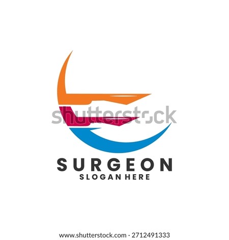 scalpel with half circle logo design. Creative surgeon logo design vector template