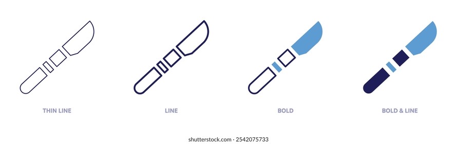 Scalpel icon in 4 different styles. Thin Line, Line, Bold, and Bold Line. Duotone style. Editable stroke.