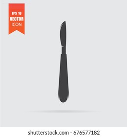 Scalpel icon in flat style isolated on grey background. For your design, logo. Vector illustration.