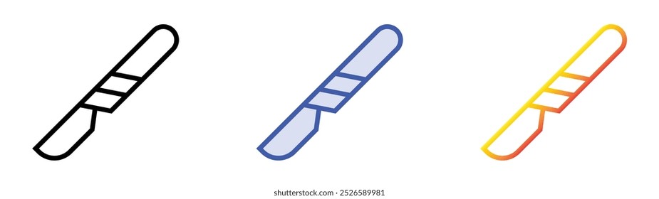 scalpel icon. Linear, Blue Fill and Gradient Style Design Isolated On White Background