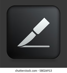 Scalpel Icon on Square Black Internet Button Original Illustration