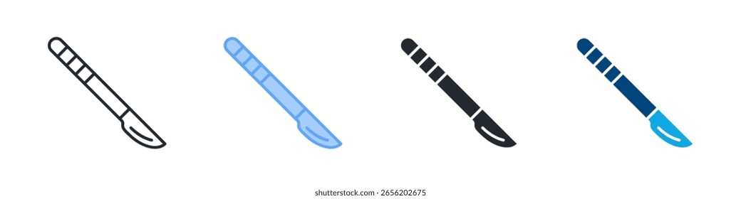 Scalpel Icon Set Multiple Style. Designed In Outline, Blue, Glyph, Dual Tone