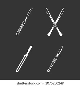 Scalpel icon set vector white isolated on grey background 