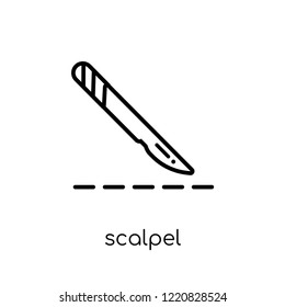 Scalpel icon. Trendy modern flat linear vector Scalpel icon on white background from thin line Health and Medical collection, editable outline stroke vector illustration