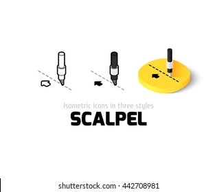 Scalpel icon, vector symbol in flat, outline and isometric style