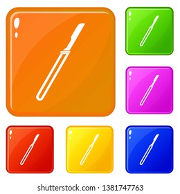 Scalpel icons set collection vector 6 color isolated on white background