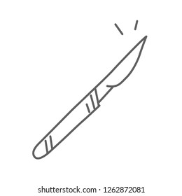 Scalpel knife vector doodle icon isolated on white, hand drawn sketchy style