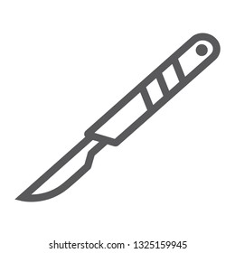 Scalpel line icon, cut and surgeon, medical blade sign, vector graphics, a linear pattern on a white background, eps 10.