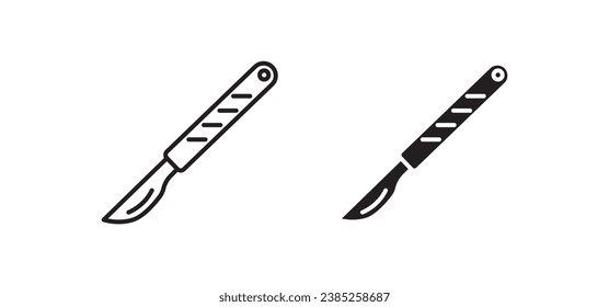 Scalpel line icon set. Surgeon surgical surgery knife symbol for UI designs. In black color.