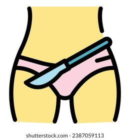 Scalpel liposuction icon outline vector. Cosmetic body. Plastic skin color flat