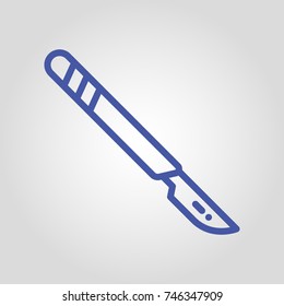 scalpel or medical knife isolated flat linear vector icon