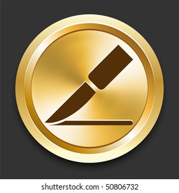 Scalpel on Golden Internet Button Original Illustration