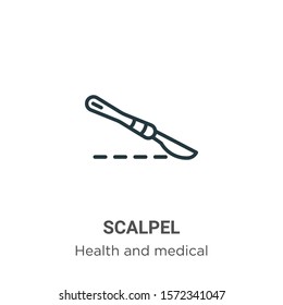 Scalpel outline vector icon. Thin line black scalpel icon, flat vector simple element illustration from editable health and medical concept isolated on white background