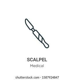 Scalpel outline vector icon. Thin line black scalpel icon, flat vector simple element illustration from editable medical concept isolated on white background