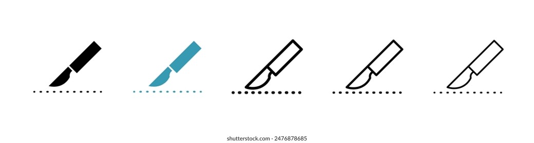 Scalpel path black liner icon collection