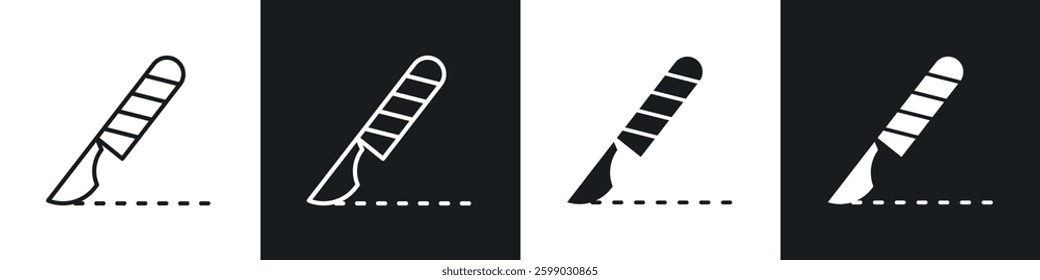 Scalpel path icons in flat and linear vector illustration on white background.