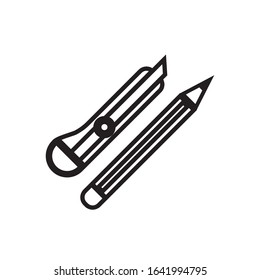 scalpel and pencil supplies isolated line style vector illustration design