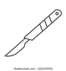 Scalpel thin line icon, cut and surgeon, medical blade sign, vector graphics, a linear pattern on a white background, eps 10.