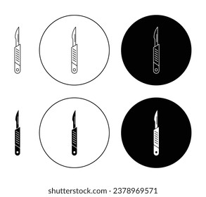 Scalpel thin line icon set. surgeon surgical surgery knife vector symbol. operation lancet sharp scalpel sign in black and white color