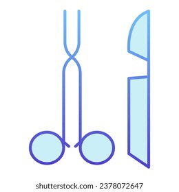 Scalpel and tweezers flat icon. Surgical instruments blue icons in trendy flat style. Medical equipment gradient style design, designed for web and app. Eps 10