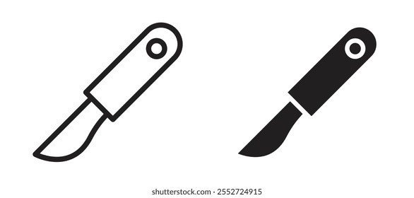 Ícone de vetor de bisturi define estilo de contorno e preenchimento em preto.