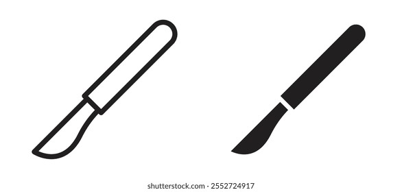 Scalpel vector icon set black filled and outlined style.