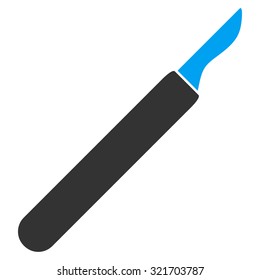 Scalpel vector icon. Style is bicolor flat symbol, blue and gray colors, rounded angles, white background.