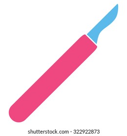 Scalpel vector icon. Style is bicolor flat symbol, pink and blue colors, rounded angles, white background.
