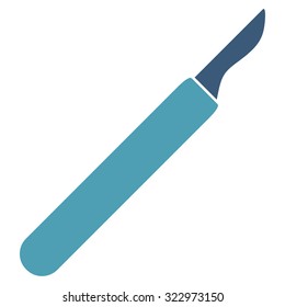 Scalpel vector icon. Style is bicolor flat symbol, cyan and blue colors, rounded angles, white background.