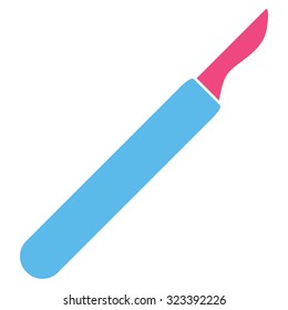 Scalpel vector icon. Style is bicolor flat symbol, pink and blue colors, rounded angles, white background.