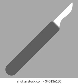 Scalpel vector icon. Style is bicolor flat symbol, dark gray and white colors, rounded angles, silver background.