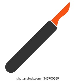 Scalpel vector icon. Style is bicolor flat symbol, orange and gray colors, rounded angles, white background.