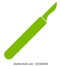 Scalpel vector icon. Style is flat symbol, eco green color, rounded angles, white background.