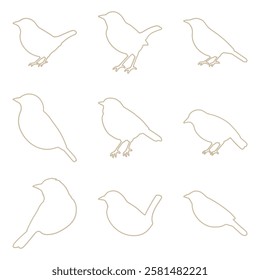 Scaly Breasted Munia Outline Icon Set