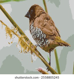 scaly brested munia bird illustration artwork.