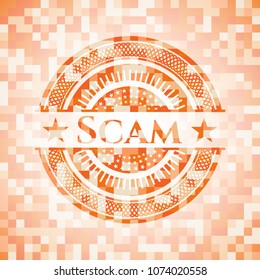  Scam abstract orange mosaic emblem