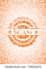 Scam abstract orange mosaic emblem with background