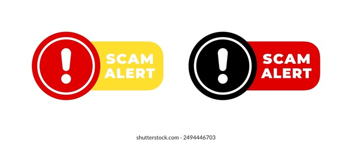 SCAM alert badges. Danger warning