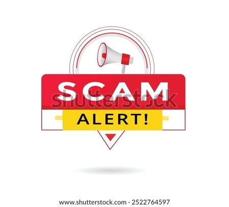 Scam alert banner vector graphic element. Advertising symbol.