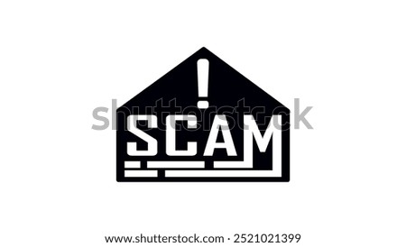 scam alert, black isolated silhouette
