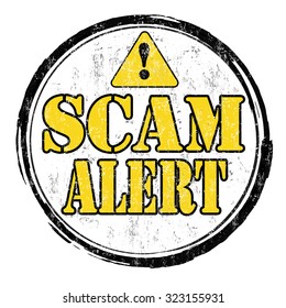 Scam alert grunge rubber stamp on white background, vector illustration