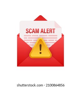 Scam alert. Hacker attack and web security vector concept, phishing scam. Network and internet security. Vector illustration.