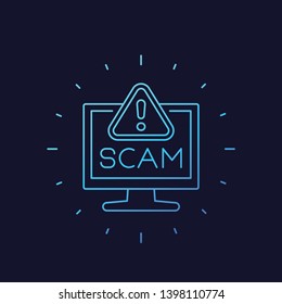 Scam alert icon, linear vector