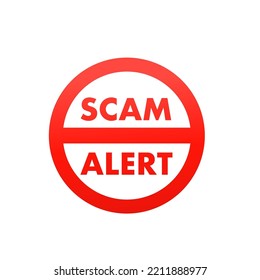 Icono de alerta de estafa sobre fondo aislado blanco. Ilustración del vector