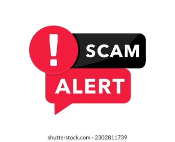 Scam alert. Icon with red scam danger warning. Spam email message distribution, malware spreading virus. Hacker attack and web security vector concept, phishing scam. Internet security. Vector