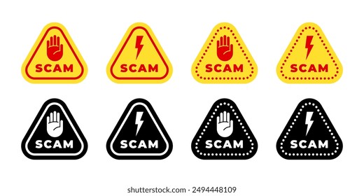 Warnsymbole für SCAM. Symbol für Cybersicherheit