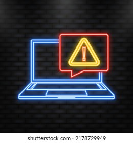 Scam Alert Message On Laptop Screen. Phishing Scam. Danger Risk Note. Vector Stock Illustration