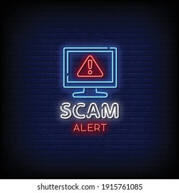 Scam Alert Neon Signs Style Text Vector