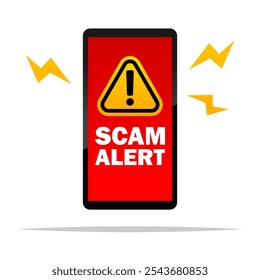 Notificação de alerta de golpes na ilustração isolada do vetor do smartphone