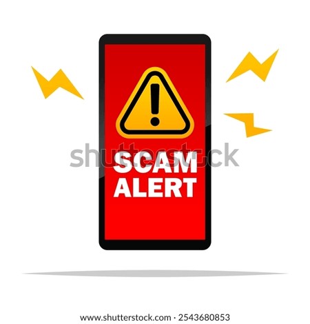 Scam alert notification on smartphone vector isolated illustration
